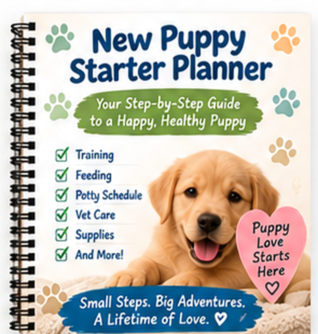 New Puppy Starter Planner printable PDF cover from Winter Warm Pet Beds