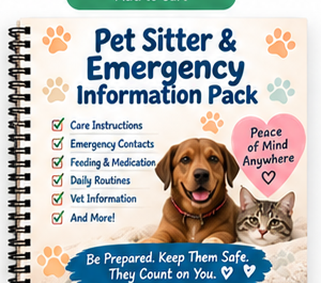 Printable pet sitter and emergency information pack for organizing pet care instructions