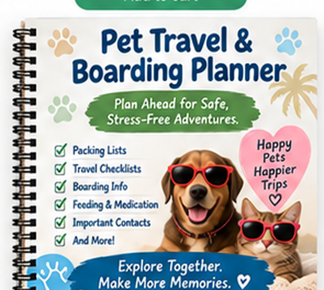 Pet Travel and Boarding Planner printable PDF cover from Winter Warm Pet Beds