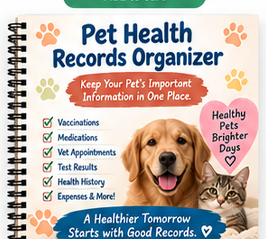 Pet Health Records Organizer printable PDF cover from Winter Warm Pet Beds